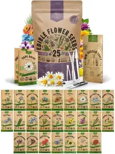 25 Edible Flower Seeds Variety Pack