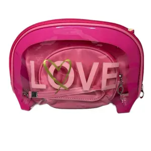 3 PCS Set Makeup Bag - Beauty Bag Includes Large Medium and Small Bags with 'LOVE' Design
