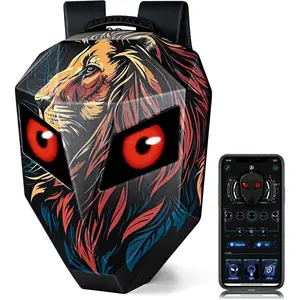 KC Lion Knight Serise LED Backpack 19inch, LED Rider Backpack for Motorcycle Helmet, Outdoor Fashion Backpack with EyesChager