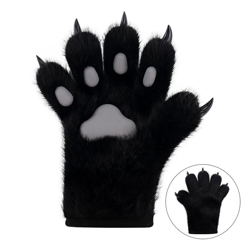 Furry Black Bear Cosplay Set – Plush Bear Mask, Paw Gloves & Tail for Halloween, Costume Parties & Cosplay Events