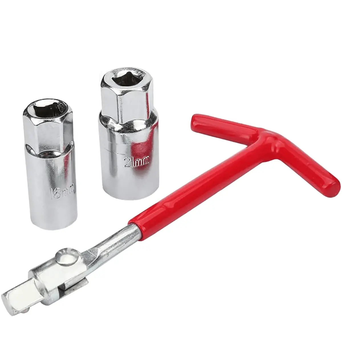 3Pcs Spark Plug Removal Tool 16 21mm T-Handle Flexible Spanner Socket Wrench Set