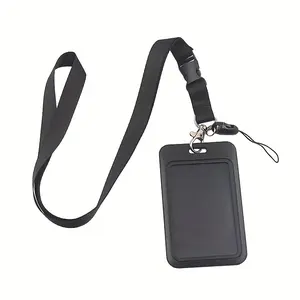 ID Card Holder with Detachable Phone Ring, Work Badge Case, Employee ID Protector, Access Control Bus Pass Cover, Lanyard Badge Holder