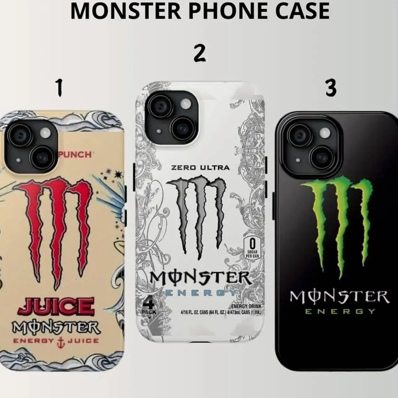 Monster Energy Drink Phone case, Drink Soda Tough Case Durable Cover for iPhone 16 Pro, 15 Pro Max, 14, 13, 12, 11 & Samsung S24 Ultra