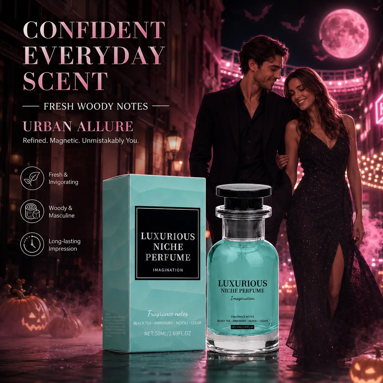 Niche Perfume Cologne for Men Fresh Woody Scent - Luxury Masculine Fragrance with Black Tea & Ambergris, Long Lasting Signature Scent with Cedar & Neroli for Everyday Elegance, Day to Night Fragrance for Confident Men, Perfect Christmas Gift for Him