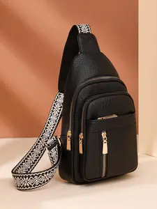 Ladies' personalized crossbody bag, equipped with adjustable shoulder straps, small and exquisite trendy travel shopping waist bag, fashionable shoulder chest bag, with phone cable holes and fashionable design, Casual crossbody bag