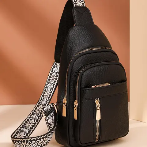 Ladies' personalized crossbody bag, equipped with adjustable shoulder straps, small and exquisite trendy travel shopping waist bag, fashionable shoulder chest bag, with phone cable holes and fashionable design, Fashion Crossbody Purse, Bags Crossbody