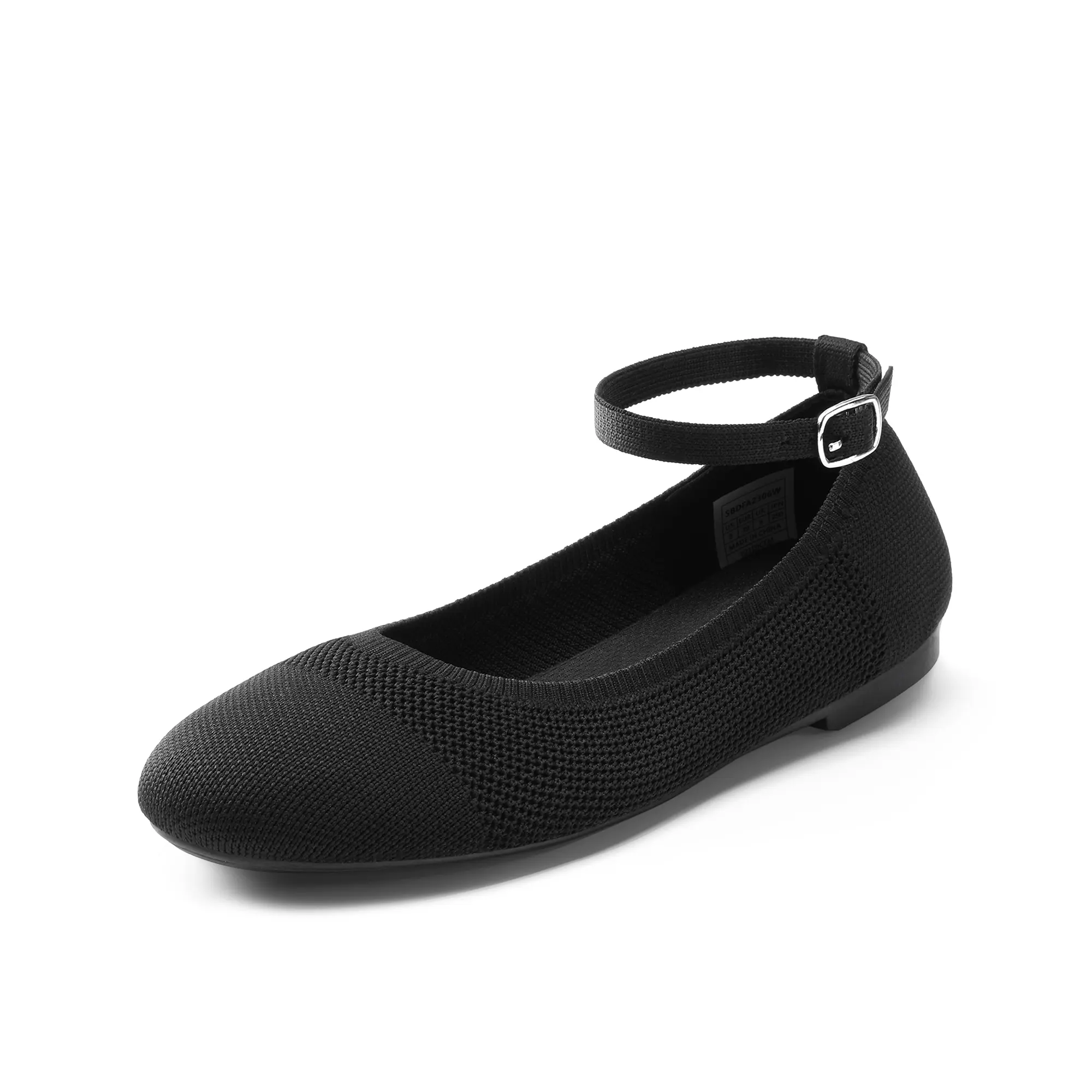DREAM PAIRS Women's Eco-Friendly Ankle-Strap Ballet Flats Shoes - Elegant Round Toe, Low-Profile Rubber-Soled Footwear with Removable Arch Support Insole, Latex Cushion Heel, Recycled Plastic Bottle Material for Daily, Business Comfort