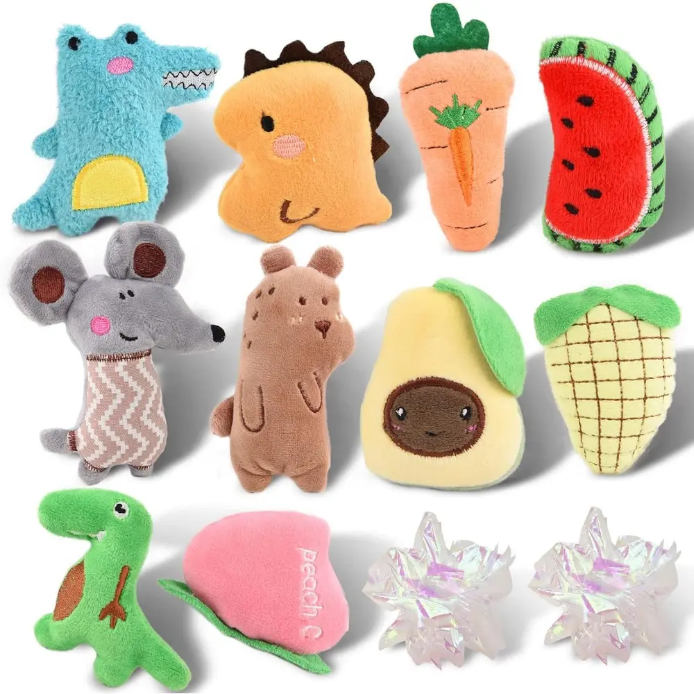 12PCS Whimsical Toys - Soft Plush Stuffed Animal Toys for Indoor/Outdoor Play - Perfect Pet Gift for Cats,Cat Toys,Indoor Playtime, Playful Design,Durable Stuffed Animals,Cartoonish Design