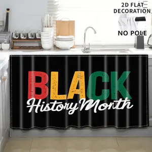2D Flat Print 1pc,Black History Month,Kitchen Utensil Print Curtain-Translucent Rod Pocket Design, Machine Washable Contemporary Art Decor for Kitchen,Living Room,Light Filtering Privacy,Light Filtering Drapes