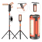 3-Head LED Camping Lantern with 67in Adjustable Tripod Stand, Rechargeable Portable Work Light - 10000mAh Power Bank, Detachable Head, Hanging Design, Spotlight, Flashlight - Cool Gifts for Adults, Birthday Gifts for Him, Outdoor Camping Essential