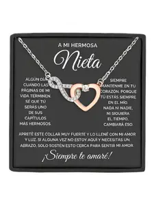 To My Granddaughter Necklace Gift Infinity & Heart Pendant with Cubic Zirconia,Sentimental Life Chapter Quote - Birthday Graduation Gift for Granddaughter From Grandma - Forever Love Jewelry