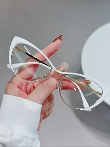 Unisex Fashionable Cat Eye Frame Eyeglasses, Trendy Casual Blue-light-blocking Glasses for Everyday Use, Fashion Accessories for Outdoor Activities