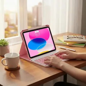 iPad 11th Gen (A16) / 10th Gen Case with Keyboard, 7-Color Backlit Wireless Detachable Folio Keyboard Cover with Pencil Holder for iPad 11-inch (A16 2025) & 10.9-inch (2022) Tablet Pc Bluetooth
