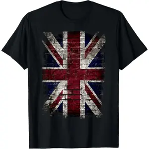 British Flag,UK Vintage Distress Punk Style T-Shirt