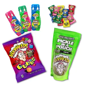 Van Holten's Pickle Kit - WARHEADS Jumbo Sour Dill Pickle-In-A-Pouch with WARHEADS Cubes 5 oz Peg Bag, WARHEADS Double Drops, and WARHEADS Extreme Sour Hard Candies