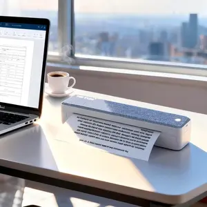 Wireless Bluetooth-compatible Portable Thermal Printer, Supports A4/us Letter Paper, Compatible with iOS/android/laptop, Inkless Mobile Office Home Essential