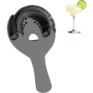 Black Cocktail Strainer for Drinks 2 Prong Hawthorne Strainer with Removable Spring Stainless Steel Bartending Strainer