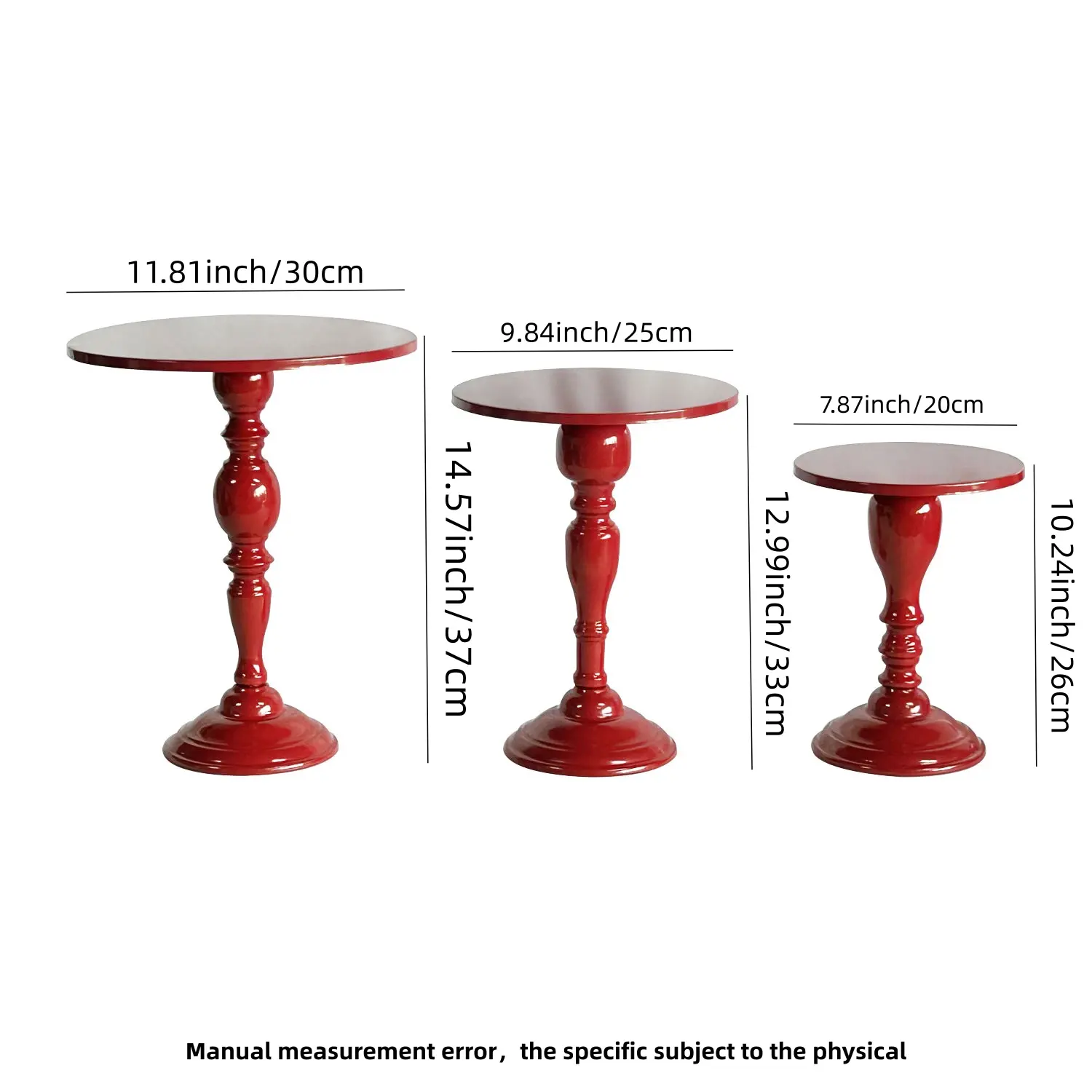 Red Roman column tray set of three pieces