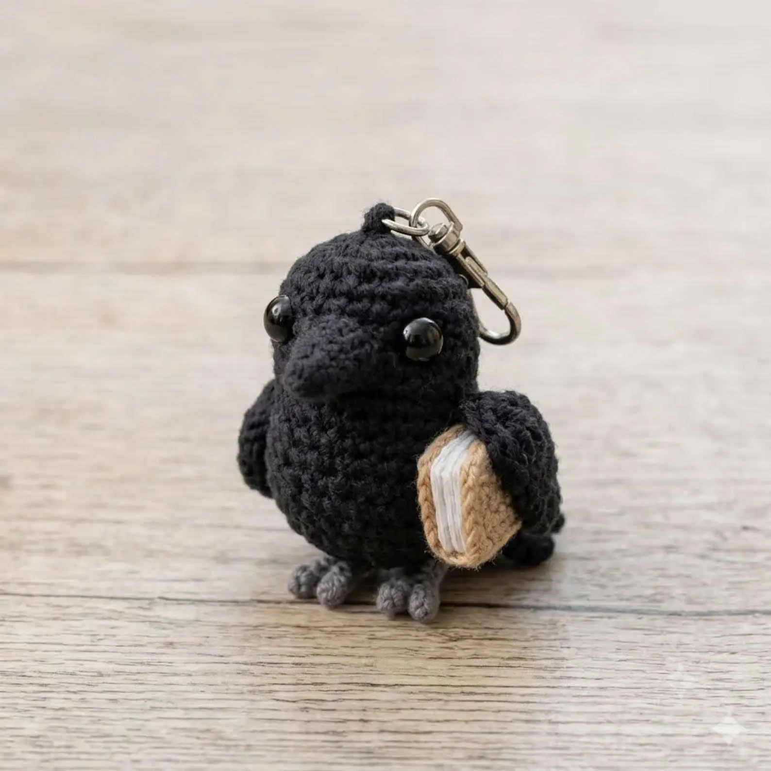 Multiple Handmade Crochet Crow Keychain, Cute Raven Amigurumi Bag Charm, Gothic Bird Gift, Witchy Crow Plush Accessory