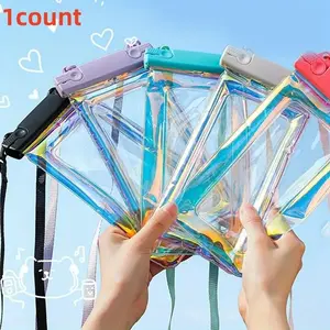 Random Color Waterproof Phone Case with Touch Screen Function, 1 Count Floating Laser Phone Bag, Lightweight Phone Storage Bag for Swimming