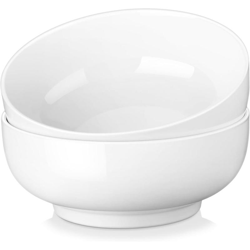 Large Serving Bowls - 60 OZ (8") Salad Bowls Set of 2, White Mixing Bowls for Kitchen, Soup, Pasta and Dinner, Large Salad Bowls Set, Dishwasher & Oven Safe, Series REGULAR