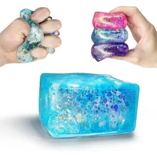 4pcs Squishy Jelly Fidget Toy,Plastic Slow-Expanding Blue Coconut Oil Hand-Squeezed Ball,Perfect Stress-Relief Toy & Party Filler, Ideal Holiday Gift, Fun Cute Present, Stress Relieving Accessory