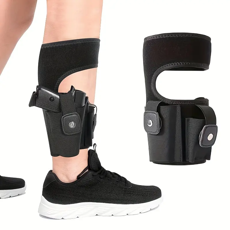 Universal Left and Right Hand Ankle Holster for Men and Women Adjustable Velcro Closure Polyester Fiber with Magazine Pouch Classic Concealed Leg Holster for Concealed Carry
