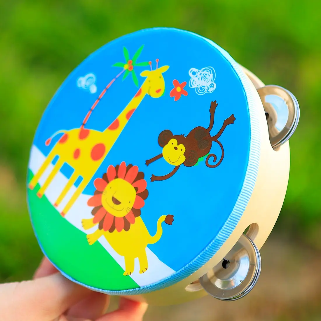 6 Inch Round Cartoon Hand Clapper Bell Drum, Percussion Musical Instruments, Fun Musical Toy for Kids, Perfect Gift for Boys and Girls, Safe and Durable Design