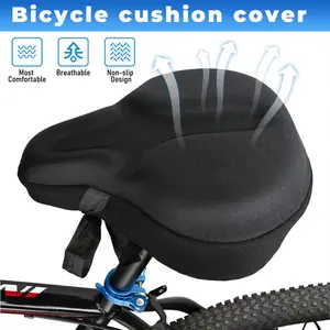Gel Bike Seat Cushion Cover for Men and Women, Soft Wide Bike Bicycle Saddle Cushion Pad Fits for Big size Cruiser Stationary Seat,Outdoor Spinning Cycling Accessory Xmas Gift