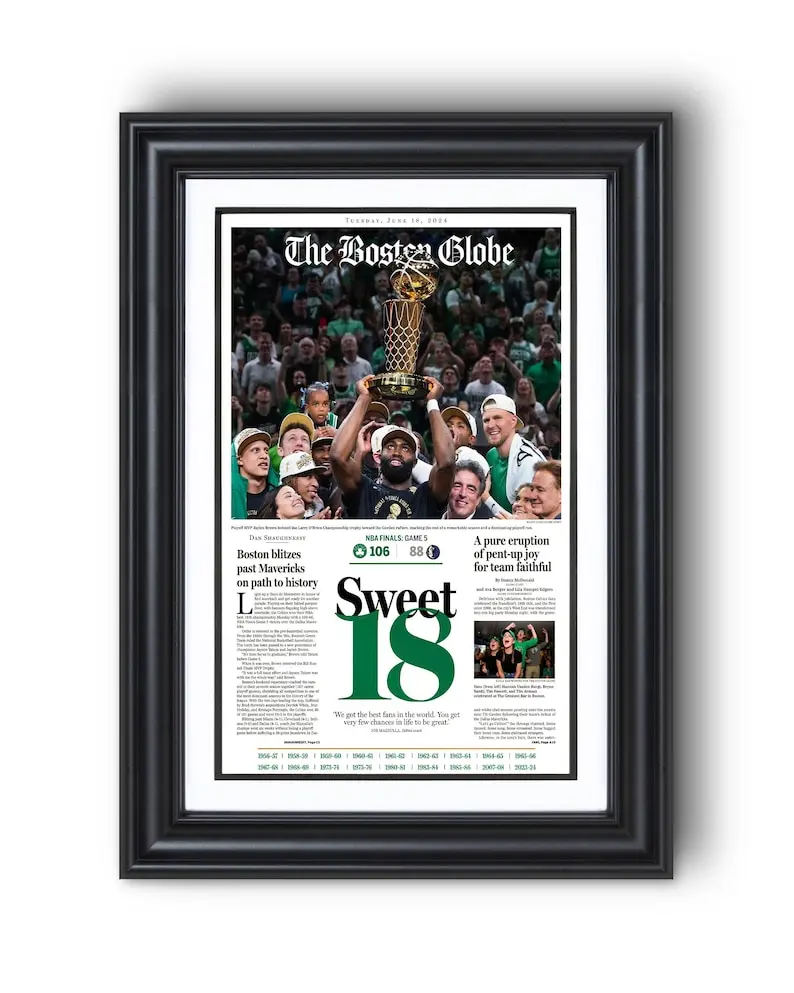 [Unframed] 2024 Boston Celtics “Sweet 18” Champions Front Page  Poster