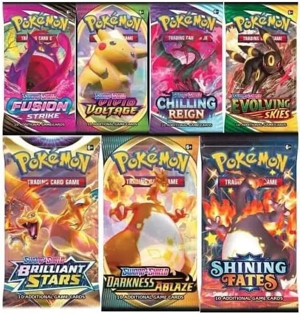 Pokemon TCG Authentic Factory-Sealed Booster Pack - Mystery Card Bundle (1 in 3 V/VMAX), Bonus Free Protective Holder