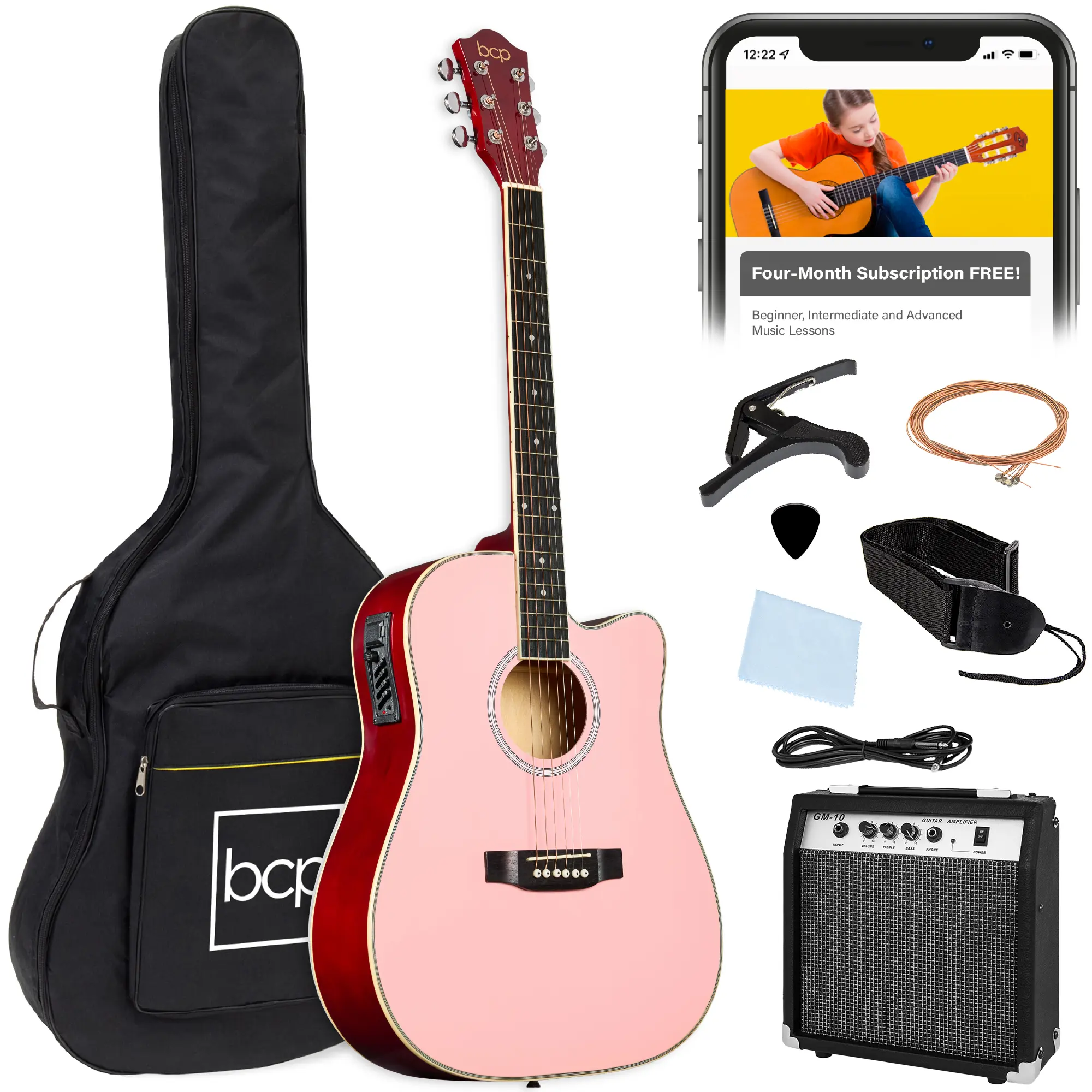 Best Choice Products Beginner Acoustic Electric Guitar Starter Set 41in w/ Wood Cutaway Design, Gig Bag Best Choice Products Beginner Acoustic Electric Guitar Starter Set 41in w/ Wood Cutaway Design, Gig Bag