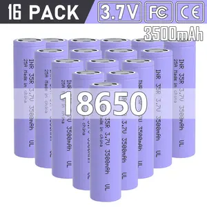 16-Pack 3.7V 3500mAh 18650 Rechargeable Li-ion Battery for Flashlights Headlamps Doorbells RC Cars Button Top Design