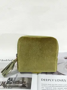 Fashionable Simple Solid Color Luxury Jewelry Storage Bag, Tassel Zipper Pouch, Portable Organizer for Rings Necklaces Bracelets, Durable Storage Organizer