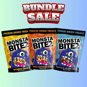 Uniquelet Monsta Bitez 3 Pack - Tropical Berry, Rainbow and Chili Flavors Deep Freeze Sktls Snack Candy
