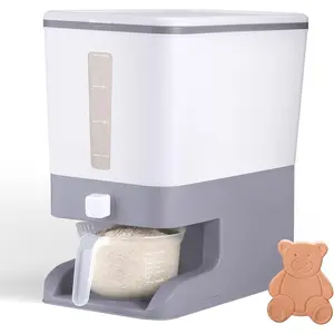 20-25 Lbs Rice Dispenser with Moisture Absorbing Clay - Large Rice Storage Container with Measuring Cup, Sealed Food Storage Containers with Lids, Rice Holder for Kitchen Pantry Household