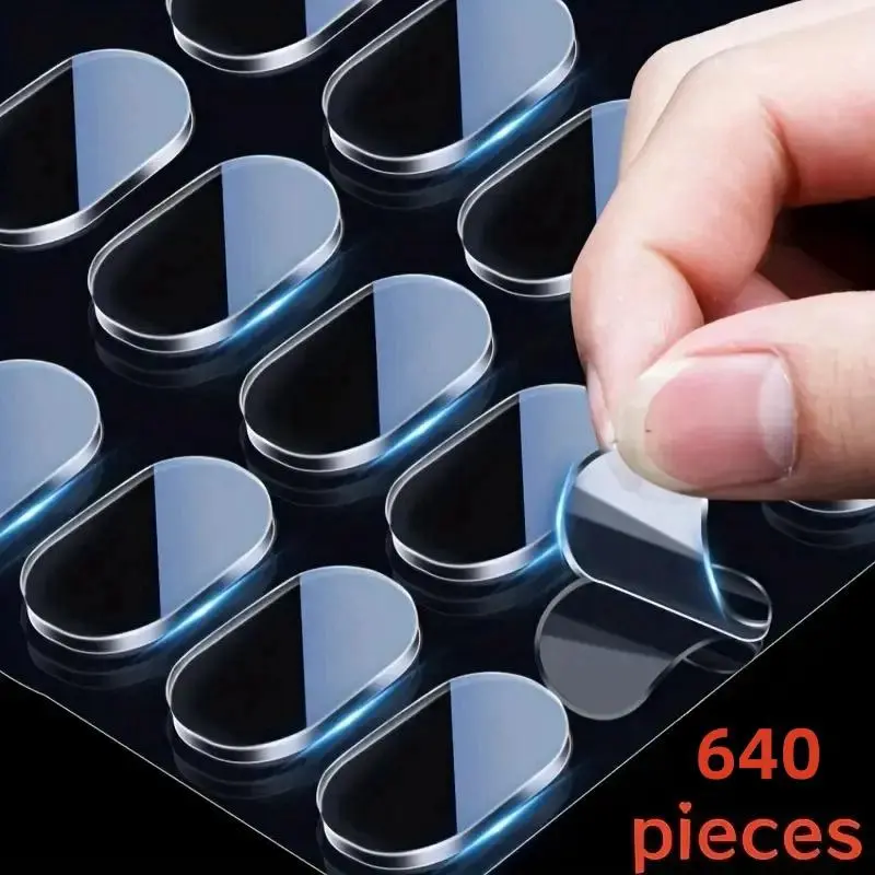 640 Pieces Waterproof Double-Sided Tape, No-Trace Strong Adhesive for Home Decor, Posters, Photo Frames, Office Supplies, Creative Dot Design, Adhesive Tape for Bathroom Mirror, Double Sided Sticky, Double Face Tape