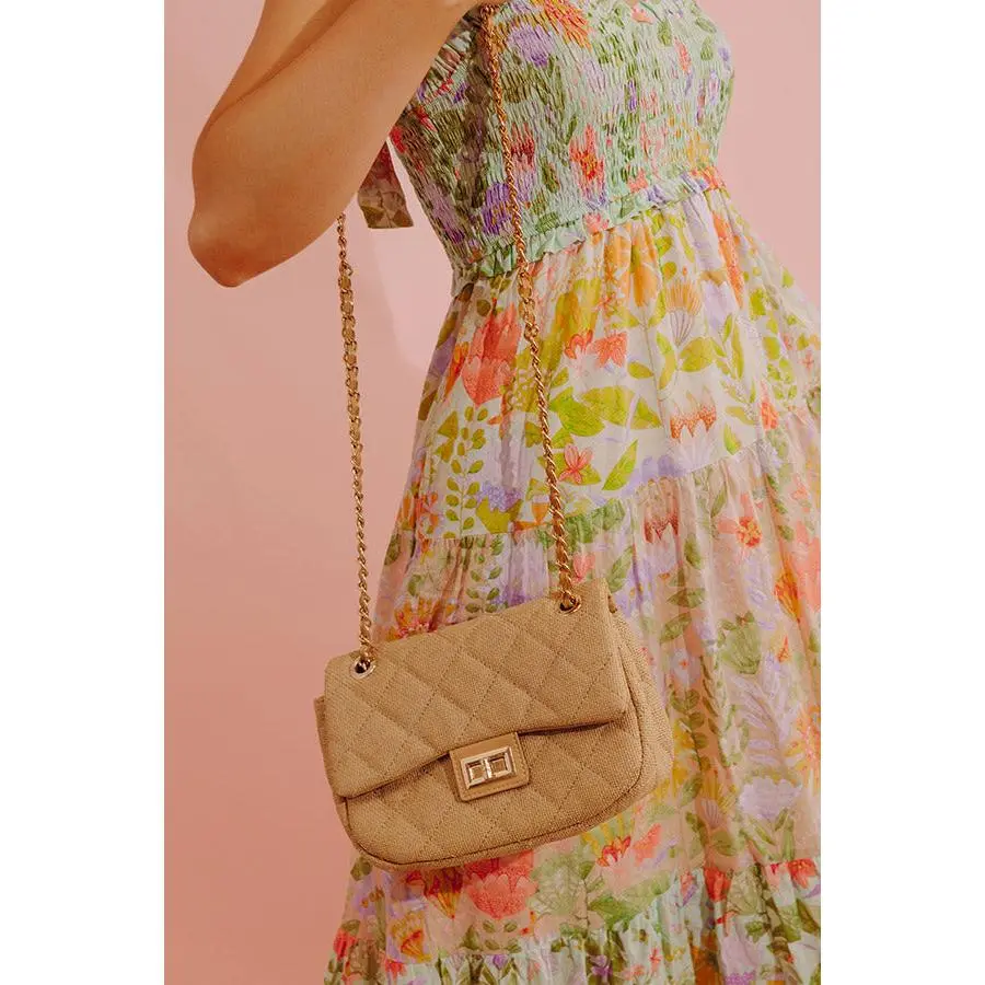 Daisy Woven Purse in Khaki