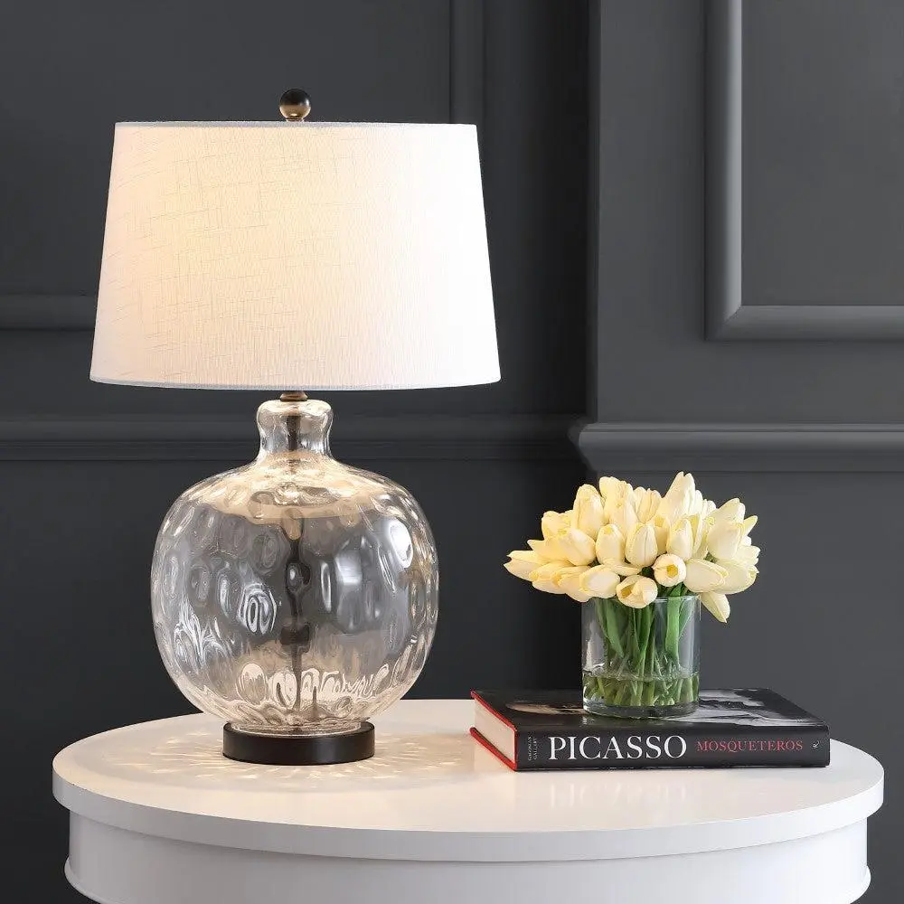 JONATHAN Y Rae Glass-Metal LED Table Lamp - Decorative Light with Bases & Shades, Elegant Lighting Aesthetic Lamp for Bedroom, Living Room