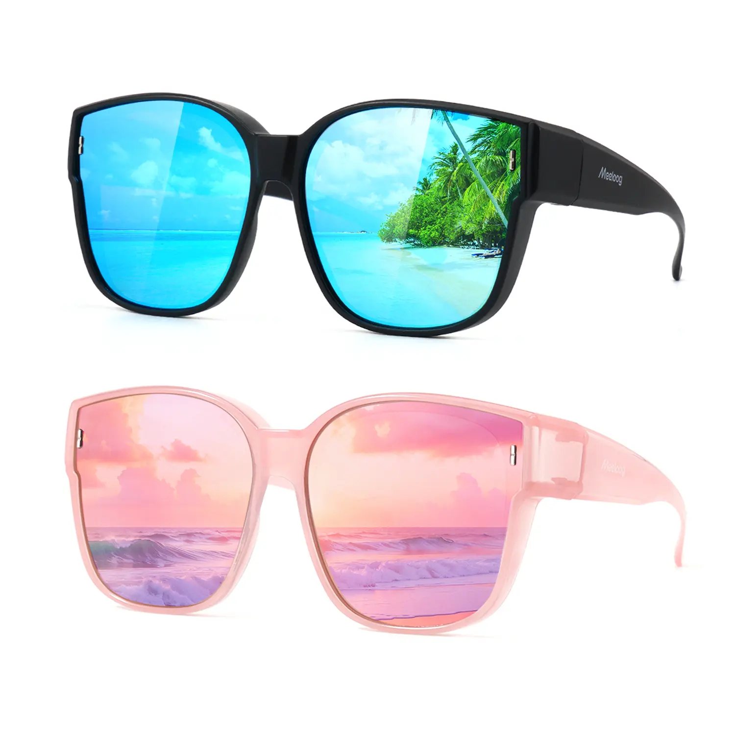 Black Frame/Blue Mirrored Lens Pink Frame/Pink Mir