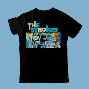 New The Strokes Band Graphic Black Cotton T Shirt Size S To 5xl