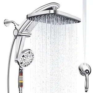 Razime Rain Shower Head with filtered Handheld High Pressure rainfall Shower Heads with Handheld Spray Combo Adjustable one-piece stand daul shower head Built-in Magnetic Docking and Power Jets