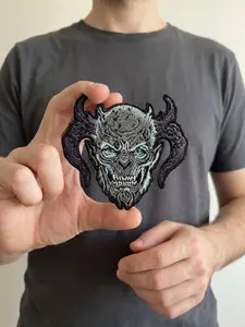 Monster Face Embroidered Patch – Iron-On, Sew-On, DIY Jacket & Hoodie Applique