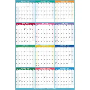 2026 Yearly Wall Calendar - Large Yearly Calendar 2026 Vetical, Jan 2026 - Dec 2026, 25.2" x 38.2" (Open), 2026 Calendar, Large Wall Calendar 2026, Full Year Paper with Notes, Thicker Paper