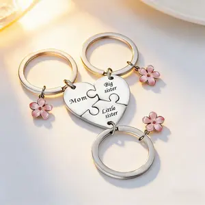 Gift for Mom & Sisters, Family Matching Engraved Puzzle Heart Keepsake 3Set