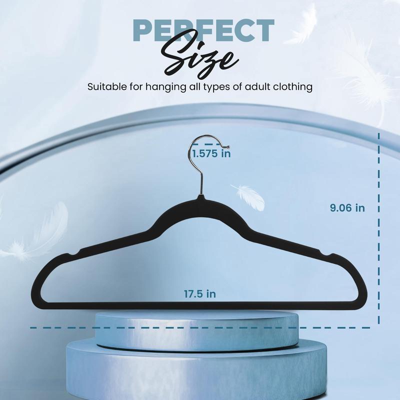 Utopia Home Velvet Hangers 50 & 100 Pack - Premium Non-Slip Clothes Hangers - Black, 360° Rotating Hook, Heavy Duty for Coats, Jackets & Dresses Hanging Sturdy