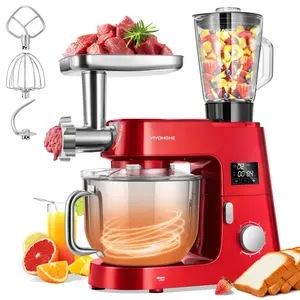 VIVOHOME 9 in 1 Multifunctional Stand Mixer with Fermentation, 6 Speed 7.5 Quart Kitchen Electric Food Mixer with Timer, Meat Grinder, Juice Blender, Vegetable Slicer, Pasta and Cookie Maker