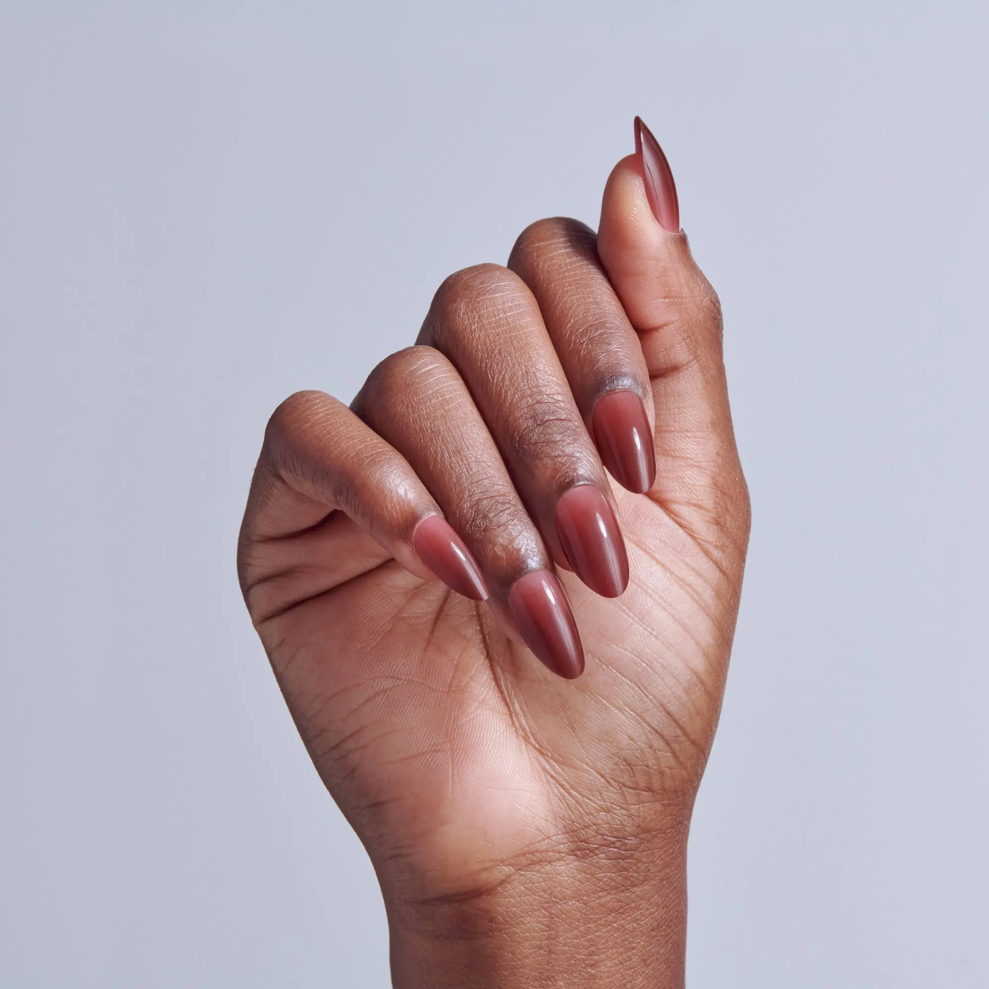 Kiss Core Color Press On Fake Glue Nails - Pinot Noir | Solid, Red & Brown, Medium, Almond