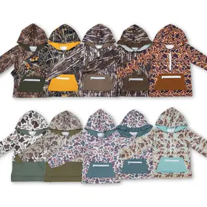 C Boy Camo Hoodies Shirt Hunting Clothing  Half Zip  Winter Clothes
