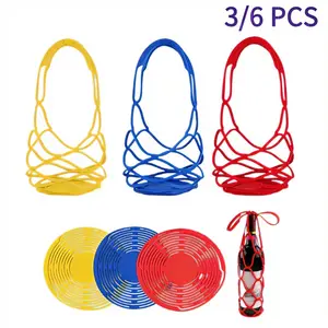 6Pack Multi-Use Silicone Wine Gift Carrier | Folding Reusable & Easy Storage Bottle Protective Sleeve with Handle, Doubles as Coaster for Champagne, Liquor, Travel & Dinner